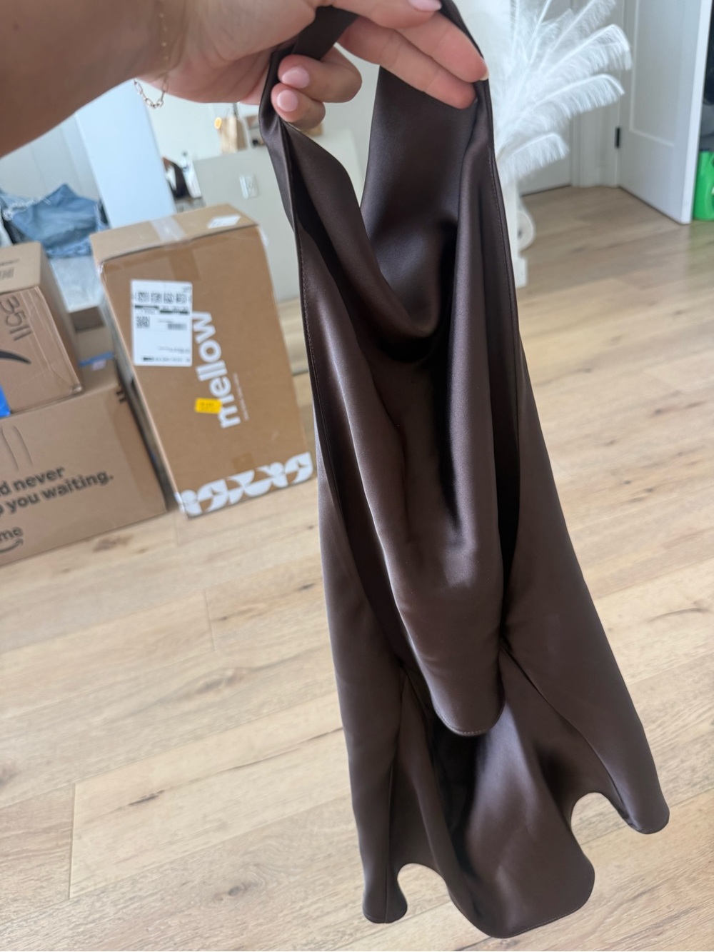 Zara Chocolate Brown Satin Halter Bodysuit - Picture 2 of 3